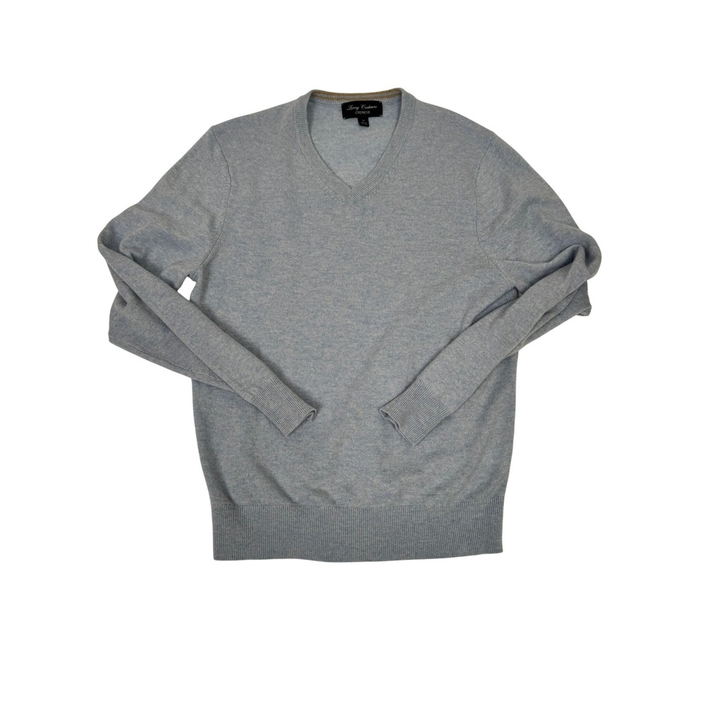 Cremieux Luxury Cashmere Men's Medium 100% Cashmere Light Blue V Neck Pullover